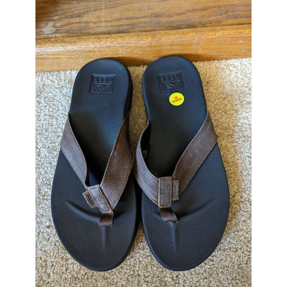 Reef Other - Reef leather slides sandals slippas flip flops sz 12 nwt